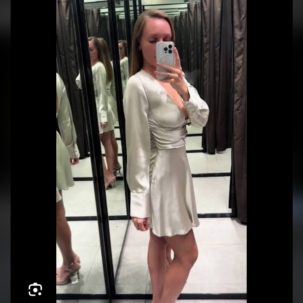 ZARA Ivory Satin Dress
